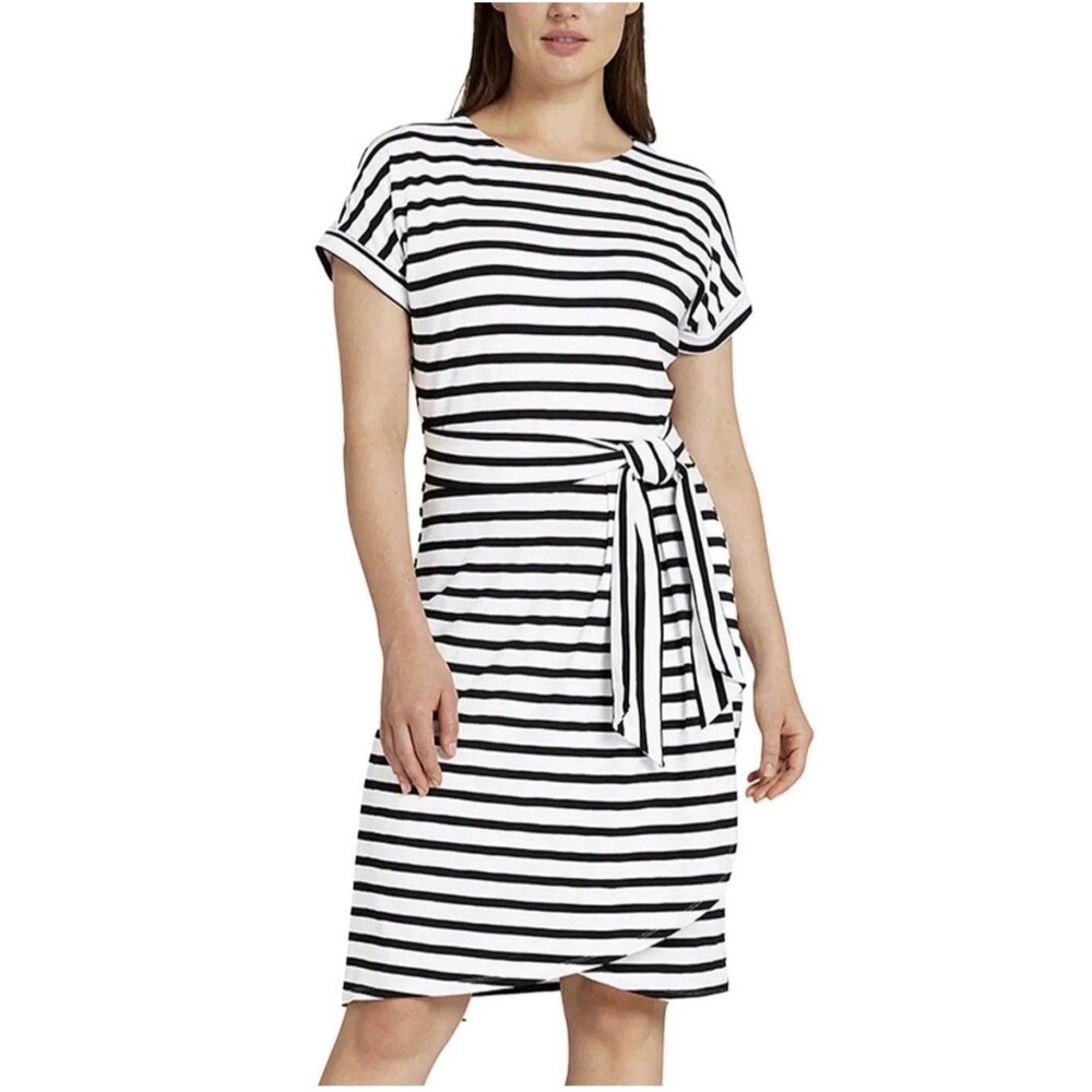 Chaps Women's Crewneck Super Soft Jersey Belted T-Shirt Dress Size Medium